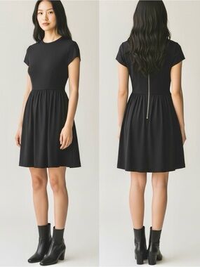 Miu Miu Women’s Silk Vintage 2015 Black A-Line Short Sleeve Mini Dress NEW